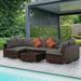 Outsunny 4 Piece Sectional Patio Furniture 3 Wicker Loveseat Sofas Gray