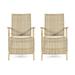 GDF Studio Arlost Outdoor Wicker and Acacia Wood Lounge Chairs with Ottoman Set of 2 Light Brown and Light Multibrown