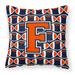 Letter F Football Orange Blue and white Fabric Decorative Pillow