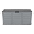 EasingRoom 75gal Plastic Storage Deck Box Backyard Chest Tools Cushions Toys w/ Wheel Grey