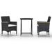 Andoer 3 Piece Garden Bistro Set Poly Rattan and Tempered Glass Black