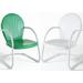 Home Square Griffith 2 Piece Metal Patio Chair Set in White & Grasshopper Green