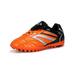 Ritualay Boys Nonslip Lace Up Sneakers School Breathable Football Shoes Gym Lightweight Flat Soccer Cleats Orange Broken Nail 32