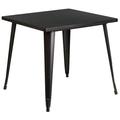 Flash Furniture Toby Commercial Grade 31.75 Square Black-Antique Gold Metal Indoor-Outdoor Table