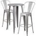 Flash Furniture Nichols Commercial Grade 24 Round Silver Metal Indoor-Outdoor Bar Table Set with 2 Cafe Stools