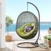 Modway Hide Outdoor Patio Swing Chair With Stand in Gray Peridot