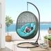 Modway Hide Outdoor Patio Swing Chair With Stand in Gray Turquoise