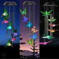 Luxtrada Solar Wind Chime Light Solar Powered Color Changing LED Hanging Hummingbird Wind Chime Light for Outdoor Indoor Gardening Yard Pathway Decoration