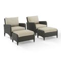 Crosley Kiawah 4 Piece Outdoor Wicker Chair Set in Sand