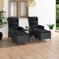 3 Piece Patio Set with Cushions Poly Rattan Dark Gray