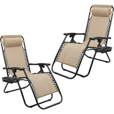 Devoko Zero Gravity Chair Outdoor Lounge Patio Chair Camp Reclining Lounge Chairs Beige