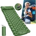 Green Sleeping pad camping self-inflating ultralight outdoor - thickened large air mattress tent inflatable foldable sleeping mat with pillow thermal iso mat for trekking beach