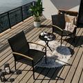 Walsunny 3 Piece Outdoor Patio Furniture Set Textilene Patio Bistro Set with Coffee Table for Balcony Porch and Apartment Black