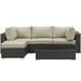 Modern Contemporary Urban Design Outdoor Patio Balcony Five PCS Sectional Sofa Set Beige Rattan