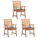 Suzicca Patio Dining Chairs 3 pcs with Cushions Solid Acacia Wood