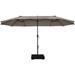 Patiojoy 15FT Double-Sided Twin Patio Umbrella with Base Extra-Large Market Umbrella for Outdoor Coffee