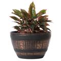 Brown Outdoor Rustic Half Barrel Flower Garden Planter Bowl Plastic