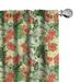 Ambesonne Tropical Curtains Exotic Flowers Pattern Pair of 28 x84 Red Pale Yellow Green