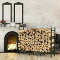 5ft Metal Firewood Log Rack Iron Log Holder Indoor/Outdoor Heavy Duty Adjustable