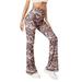 Mrat High Waisted Athletic Pants Yoga Full Length Pants Ladies Summer Casual Running Athletic High Waist Water Ripples Printed Yoga Pants Boot Cut Long Pants Casual Vintage Overalls