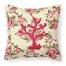Coral Shabby Chic Yellow Roses Fabric Decorative Pillow
