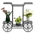 Clearance! 2 Tier 6 Plant Multiple Flower Rack Holder Shelves Rack Storage Organizer Display Indoor Planter for Balcony Bedroom Patio Garden Living Room Black