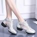 Women Shoes Casual Comfortable Dance Shoes For Womens Latin Dance Shoes Heeled Ballroom Salsa Tango Party Sequin Dance Shoes Silver 7.5