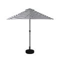 WestinTrends Lanai 9 Ft Outdoor Patio Half Umbrella with Base Include Small Grill Deck Porch Balcony Shade Umbrella with Crank 20 inch Fillable Round Base Black/White