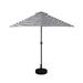 WestinTrends Lanai 9 Ft Outdoor Patio Half Umbrella with Base Include Small Grill Deck Porch Balcony Shade Umbrella with Crank 20 inch Fillable Round Base Black/White