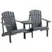 Outsunny Outdoor 2 Wood Adirondack Chairs with Center Table Grey