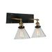 CWI Lighting Eustis 2 Light Contemporary Metal Wall Sconce in Black/Gold Brass
