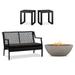 Home Square 4 Piece Set with Propane Fire Bowl Patio Loveseat and 2 End Tables