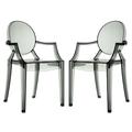 Modern Contemporary Living Room Clear Dining Armchairs Set of Two Clear Smoke (Outdoor and Indoor)