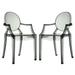 Modern Contemporary Living Room Clear Dining Armchairs Set of Two Clear Smoke (Outdoor and Indoor)