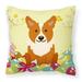 Carolines Treasures BB6100PW1414 Easter Eggs Corgi Fabric Decorative Pillow 14Hx14W multicolor