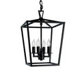 1080-MB-NG-Norwell Lighting-4 Light Small Cage Pendant In Traditional and Classic Style-18 Inches Tall and 12 Inches Wide-Matte Black Finish