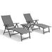 Pellebant Set of 3 Outdoor Chaise Lounge & Table Set Aluminum Patio Folding Chairs Gray