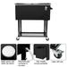 SamyoHome 80QT Rolling Iron Spray Cooler Cart Ice Bee Chest Patio Warm Shelf Black