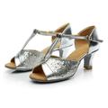 Women s Color Fashion Rumba Waltz Prom Ballroom Latin Dance Shoes Sandals Pu Silver sandals for Women