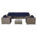 Living Source International 7-piece Wicker Sectional Set w/Cushions in Navy