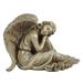 LuxenHome Weathered Brown MgO Sleeping Angel Statue