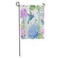 KDAGR Yellow Pattern Watercolor Flowers Butterflies and Little Bird Hummingbird Blue Butterfly Garden Flag Decorative Flag House Banner 12x18 inch