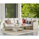 Canaan Outdoor Wicker Corner Sectional Loveseat and Sofa with 57 L Coffee Table