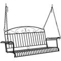 Metal Patio Porch Swing 2 Persons Porch Swing Chair for Outdoors Heavy Duty Swing Chair Bench for Gardens & Yards Black
