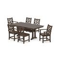 POLYWOOD Chippendale 7-Piece Farmhouse Trestle Dining Set in Mahogany