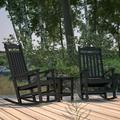 Merrick Lane Black Poly Resin Indoor/Outdoor Rocking Chair with Side Table