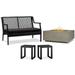 Home Square 4 Piece Set with Square Fire Table Patio Loveseat and 2 End Tables