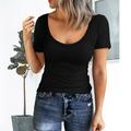 women short sleeve scoop neck ribbed fitted knit shirt basic tight tshirts henley solid color summer tops compression shirt long sleeve women s long sleeve shirts