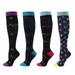 Carevas 4 Pairs Socks for Men & Women Professional Sports Socks Athletic Stockings Outdoor Fitness Breathable Quick Dry Socks Calf Pressure Support For Marathon Running Cycling
