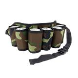 Mountaineering Outdoor Beer Belt Drink Backpack Tableware Set for Carrying 6 Bottles of Beer Outdoor Supplies(Camouflage)